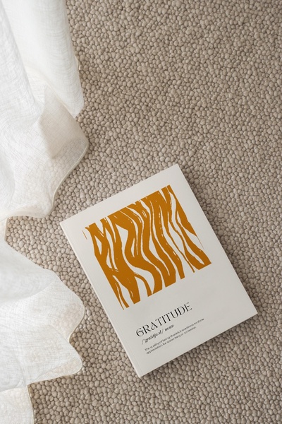 hardcover book, coffee table book, journal, inspirational book, decorative book, brand awareness, minimalist, flat lay, calm, trustworthy, neutral, orange